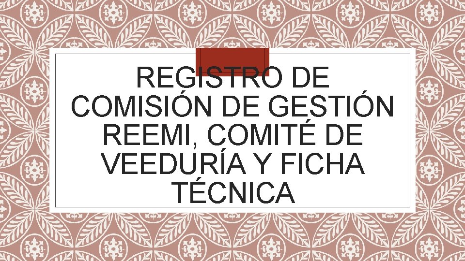 REGISTRO DE COMISIÓN DE GESTIÓN REEMI, COMITÉ DE VEEDURÍA Y FICHA TÉCNICA 