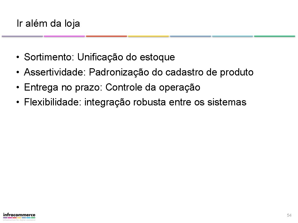 Ir além da loja • Sortimento: Unificação do estoque • Assertividade: Padronização do cadastro