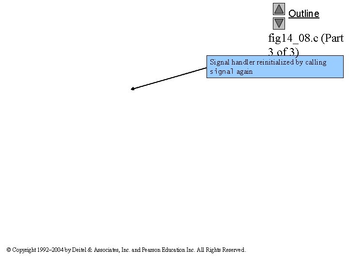 Outline fig 14_08. c (Part 3 of 3) Signal handler reinitialized by calling signal