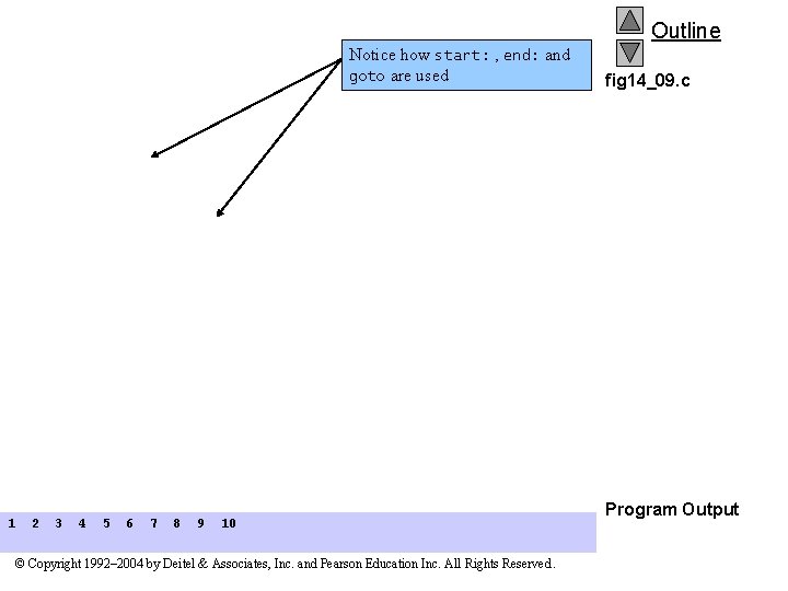 Outline Notice how start: , end: and goto are used 1 2 3 4