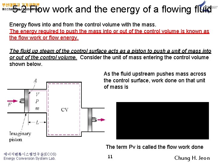 5 -2 Flow work and the energy of a flowing fluid Energy flows into