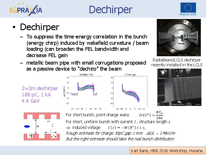 Dechirper Horizon 2020 • Dechirper – To suppress the time-energy correlation in the bunch