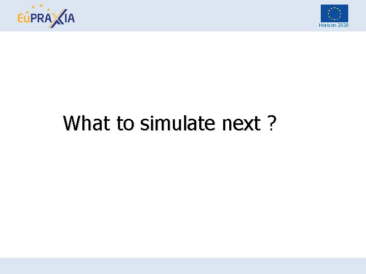 Horizon 2020 What to simulate next ? 