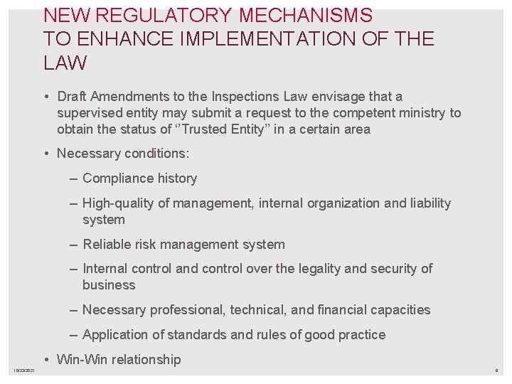 NEW REGULATORY MECHANISMS TO ENHANCE IMPLEMENTATION OF THE LAW • Draft Amendments to the NEW REGULATORY MECHANISMS TO ENHANCE IMPLEMENTATION OF THE LAW • Draft Amendments to the