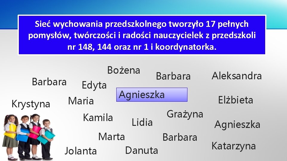 Sieć wychowania przedszkolnego tworzyło 17 pełnych pomysłów, twórczości i radości nauczycielek z przedszkoli nr