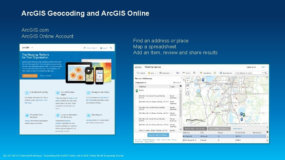 Arc. GIS Geocoding and Arc. GIS Online Arc. GIS. com Arc. GIS Online Account
