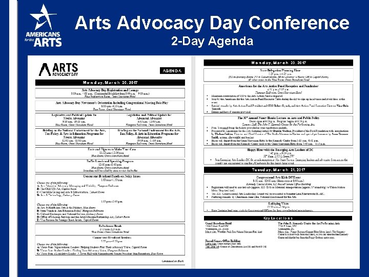 Arts Advocacy Day Conference 2 -Day Agenda 