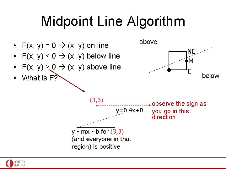 Midpoint Line Algorithm • • F(x, y) = 0 (x, y) on line F(x,