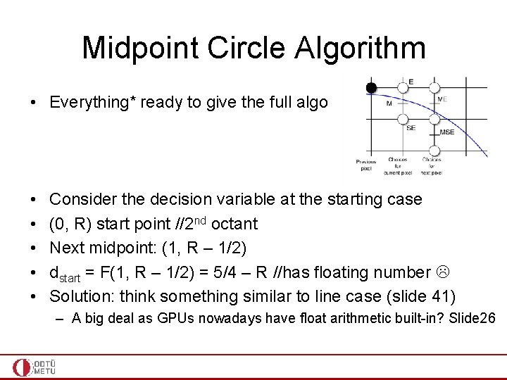 Midpoint Circle Algorithm • Everything* ready to give the full algo • • •