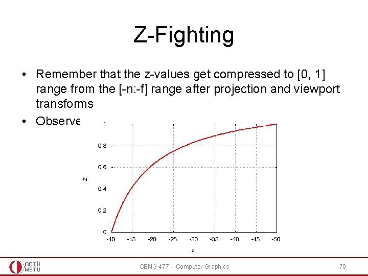 Z-Fighting • Remember that the z-values get compressed to [0, 1] range from the