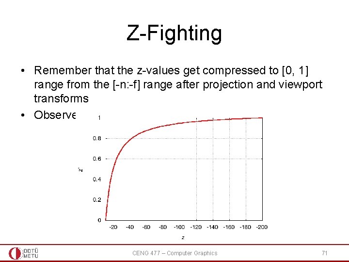 Z-Fighting • Remember that the z-values get compressed to [0, 1] range from the