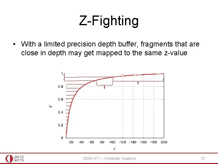 Z-Fighting • With a limited precision depth buffer, fragments that are close in depth