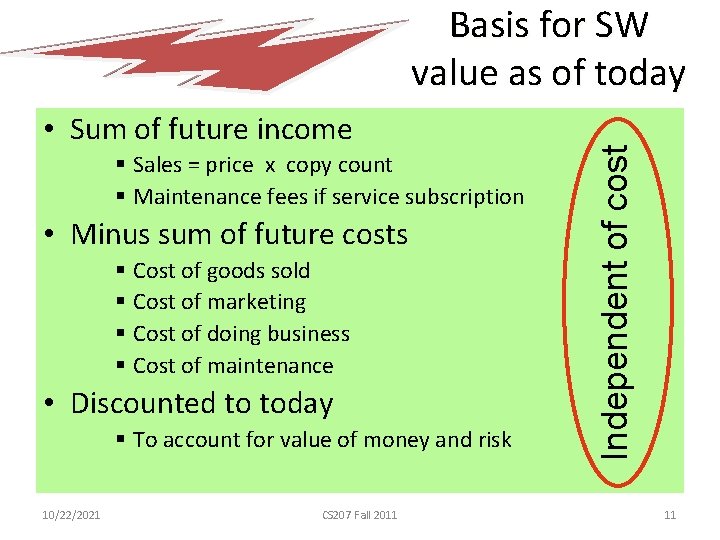  • Sum of future income § Sales = price x copy count §