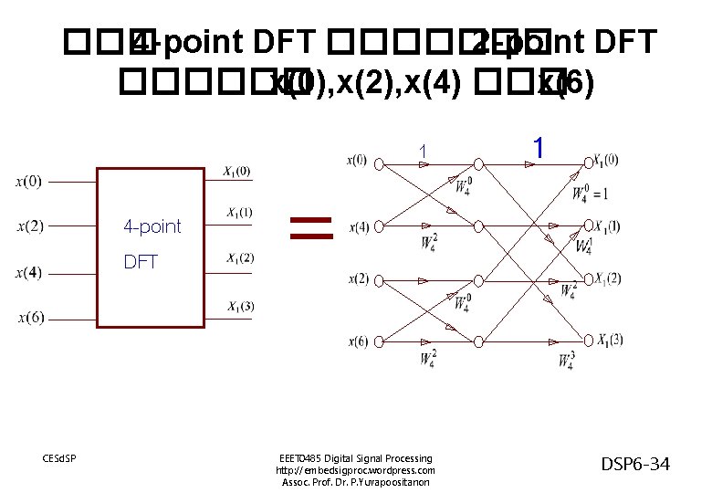 ��� 4 -point DFT ������� 2 -point DFT ������ x(0), x(2), x(4) ��� x(6)