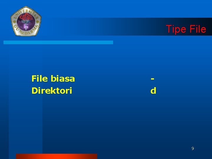 Tipe File biasa Direktori d 9 