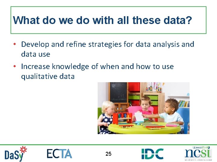 What do we do with all these data? • Develop and refine strategies for