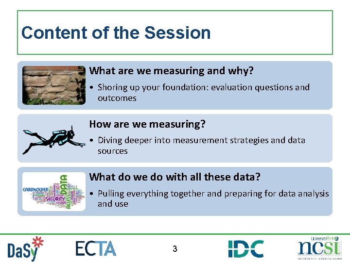 Content of the Session What are we measuring and why? • Shoring up your