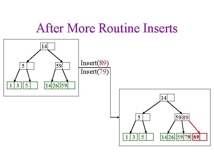 After More Routine Inserts 14 5 1 3 5 59 Insert(89) Insert(79) 14 26