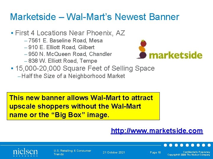 Marketside – Wal-Mart’s Newest Banner • First 4 Locations Near Phoenix, AZ – 7561