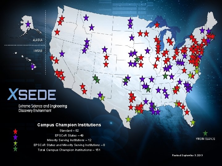 Campus Champion Institutions Standard – 82 EPSCo. R States – 49 Minority Serving Institutions