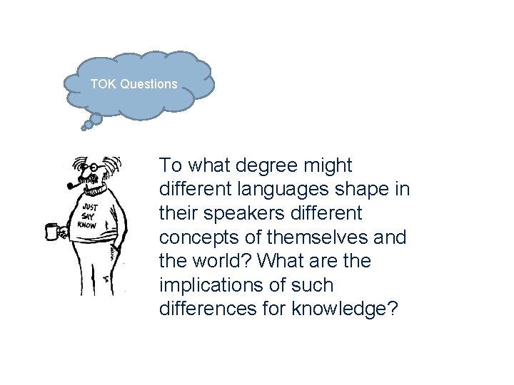 TOK Questions To what degree might different languages shape in their speakers different concepts