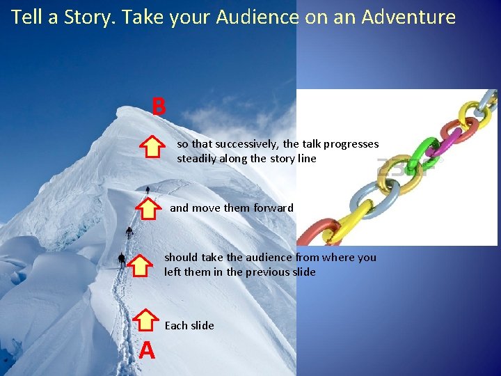 Tell a Story. Take your Audience on an Adventure B so that successively, the