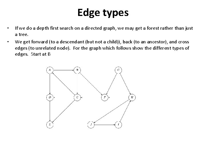 Edge types • • If we do a depth first search on a directed Edge types • • If we do a depth first search on a directed