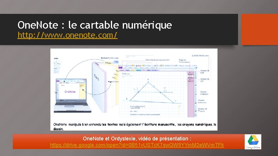 One. Note : le cartable numérique http: //www. onenote. com/ One. Note et Ordyslexie,