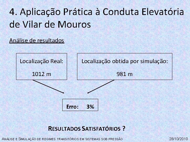 4. Aplicação Prática à Conduta Elevatória de Vilar de Mouros Análise de resultados Localização