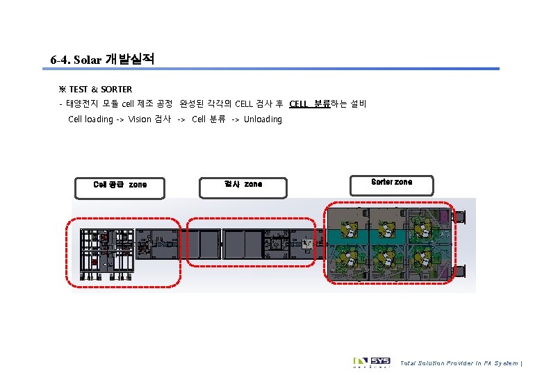 6 -4. Solar 개발실적 ※ TEST & SORTER - 태양전지 모듈 cell 제조 공정