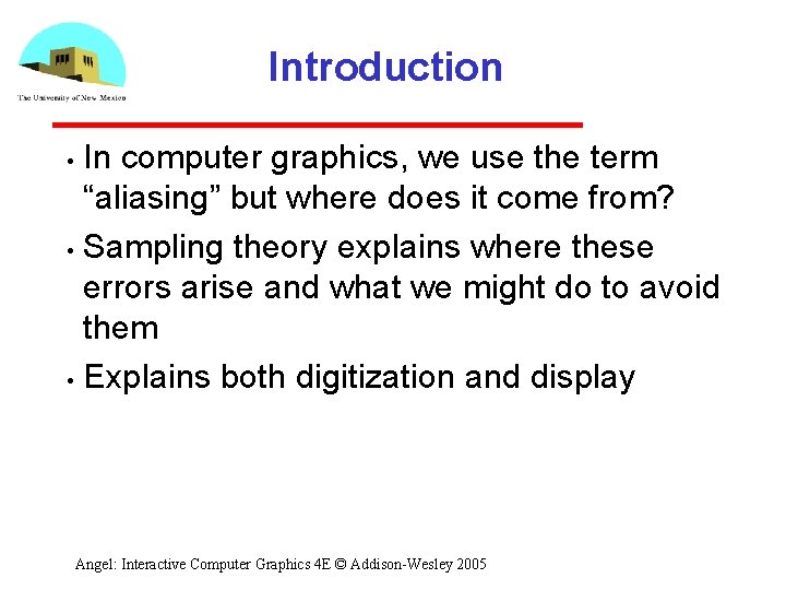 Introduction In computer graphics, we use the term “aliasing” but where does it come