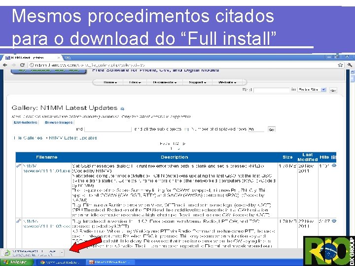 Mesmos procedimentos citados para o download do “Full install” 