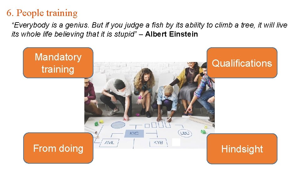 6. People training “Everybody is a genius. But if you judge a fish by