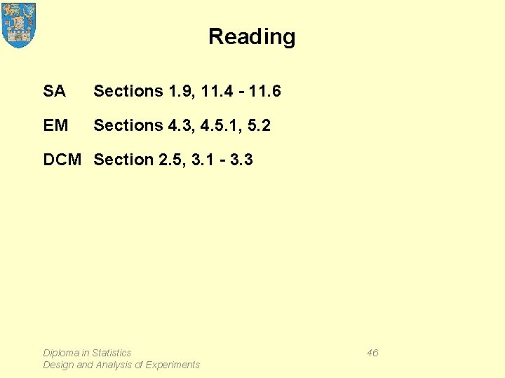 Reading SA Sections 1. 9, 11. 4 - 11. 6 EM Sections 4. 3,