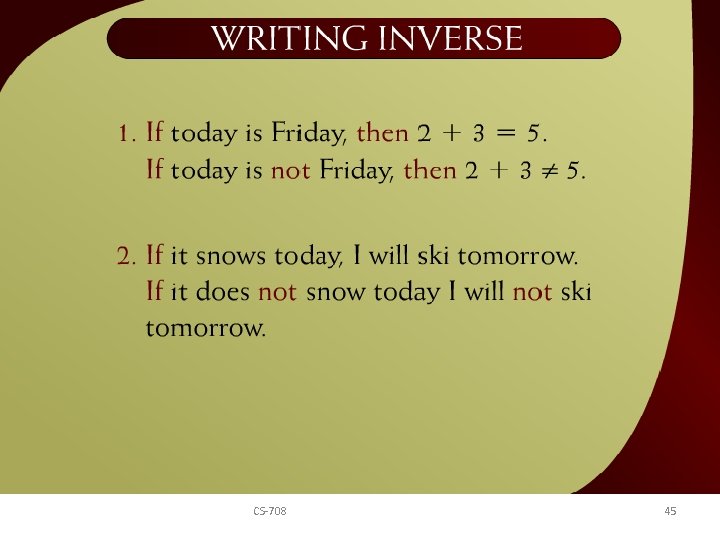 Writing Inverse – 17 CS-708 45 