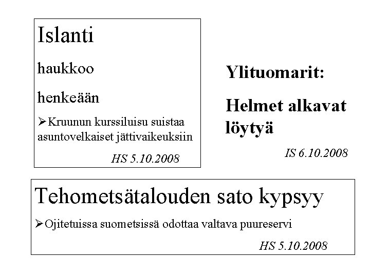 Islanti haukkoo Ylituomarit: henkeään Helmet alkavat löytyä ØKruunun kurssiluisu suistaa asuntovelkaiset jättivaikeuksiin HS 5.