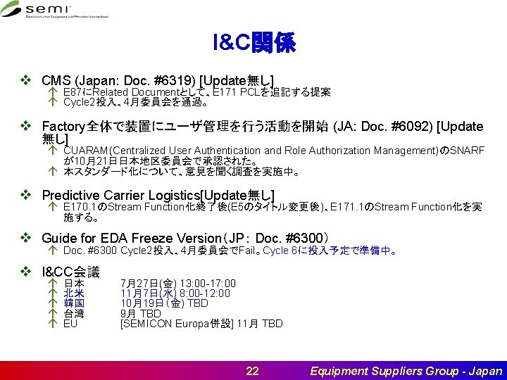 I&C関係 v CMS (Japan: Doc. #6319) [Update無し] á E 87にRelated Documentとして、E 171 PCLを追記する提案 á