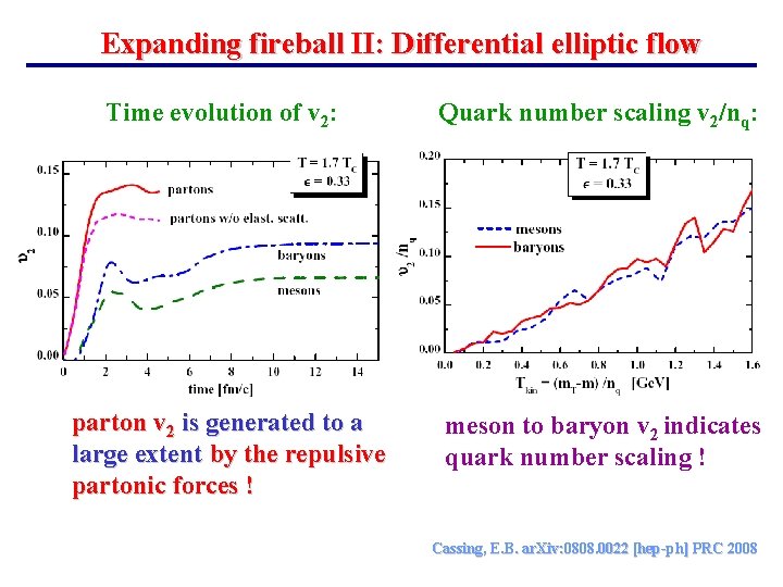 Expanding fireball II: Differential elliptic flow Time evolution of v 2: Quark number scaling Expanding fireball II: Differential elliptic flow Time evolution of v 2: Quark number scaling