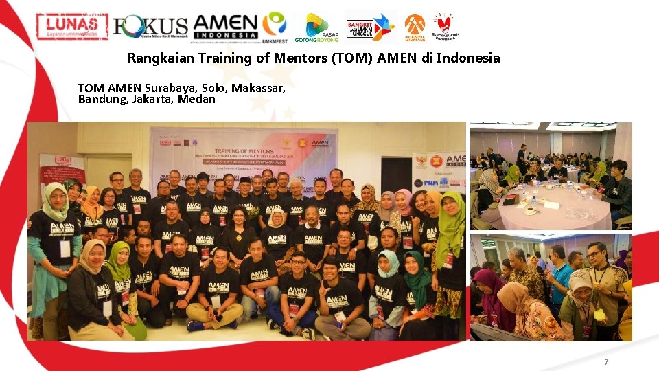 Rangkaian Training of Mentors (TOM) AMEN di Indonesia TOM AMEN Surabaya, Solo, Makassar, Bandung,