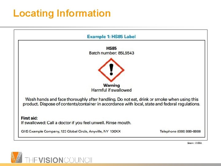 Locating Information Source: OSHA 