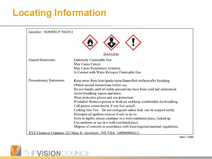 Locating Information Source: OSHA 