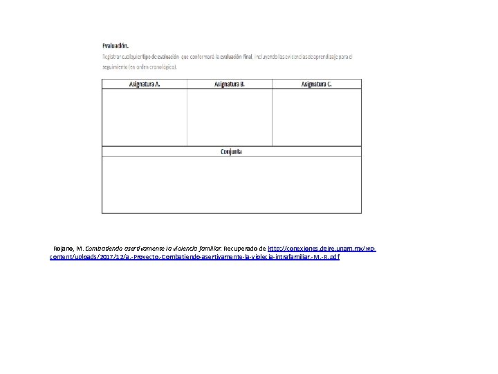 Rojano, M. Combatiendo asertivamente la violencia familiar. Recuperado de http: //conexiones. dgire. unam. mx/wpcontent/uploads/2017/12/a.