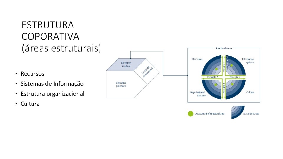 ESTRUTURA COPORATIVA (áreas estruturais) • Recursos • Sistemas de Informação • Estrutura organizacional •