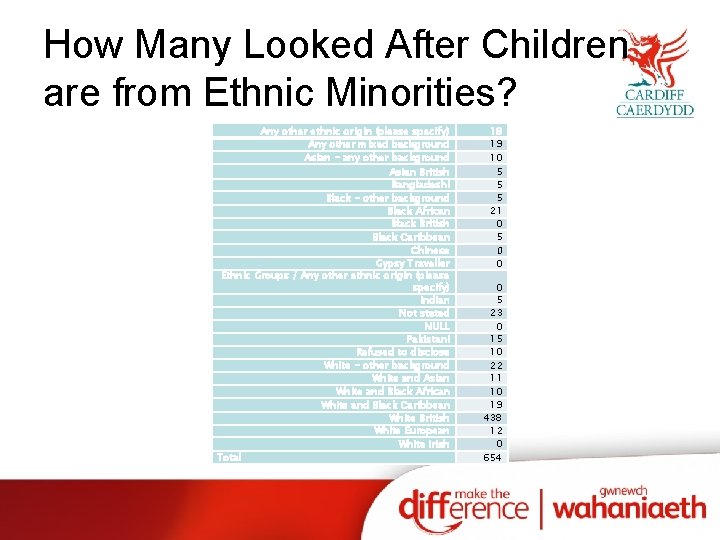 How Many Looked After Children are from Ethnic Minorities? Any other ethnic origin (please