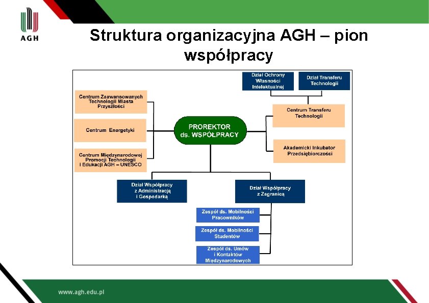 Struktura organizacyjna AGH – pion współpracy 