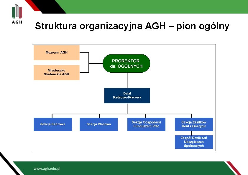 Struktura organizacyjna AGH – pion ogólny 