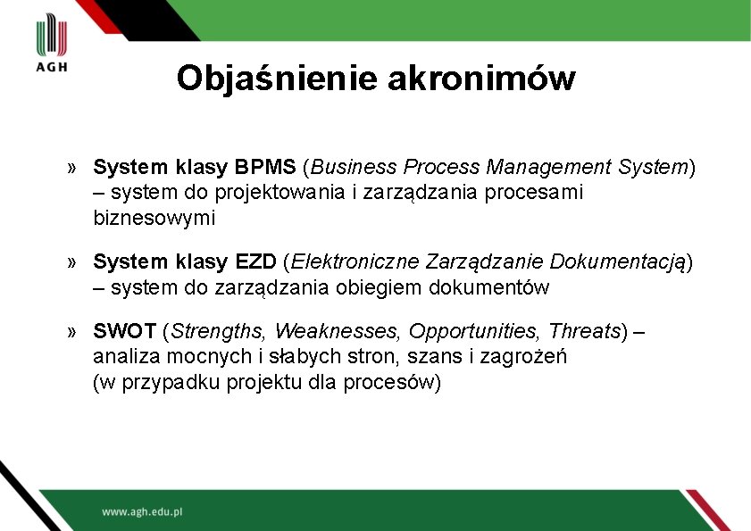 Objaśnienie akronimów » System klasy BPMS (Business Process Management System) – system do projektowania