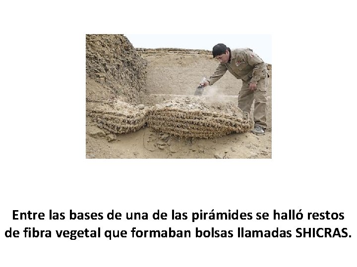 Entre las bases de una de las pirámides se halló restos de fibra vegetal