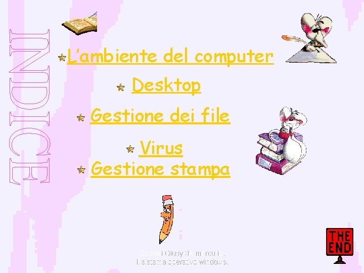 L’ambiente del computer Desktop Gestione dei file Virus Gestione stampa Cicciari Giusy 3 A