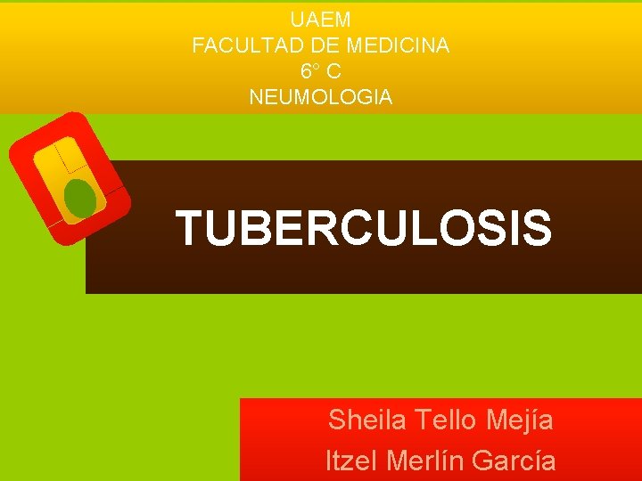 UAEM FACULTAD DE MEDICINA 6° C NEUMOLOGIA TUBERCULOSIS Sheila Tello Mejía Itzel Merlín García